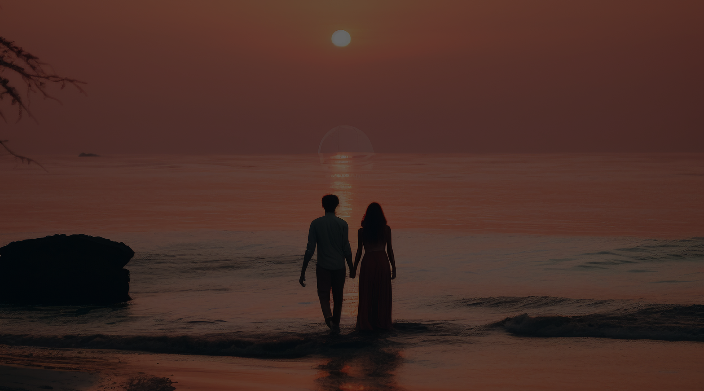 portrait-affectionate-couple-beach-sunset 1